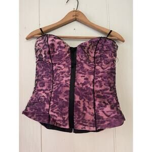 Y2K Bebe Corset Bustier Fairy Goth Cropped Lace Trim Top M